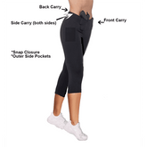 Concealed Carry Black Leggings 230 gsm Thick Not See Through - Capri Length